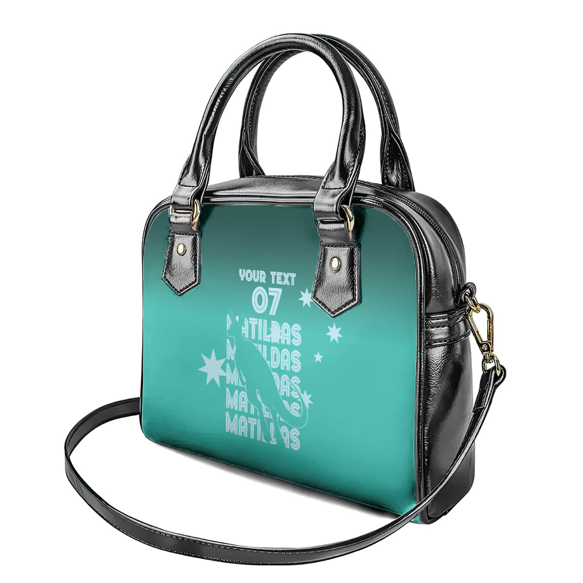 Australia Soccer Matildas Custom Shoulder Handbag Turquoise Basic Gradient