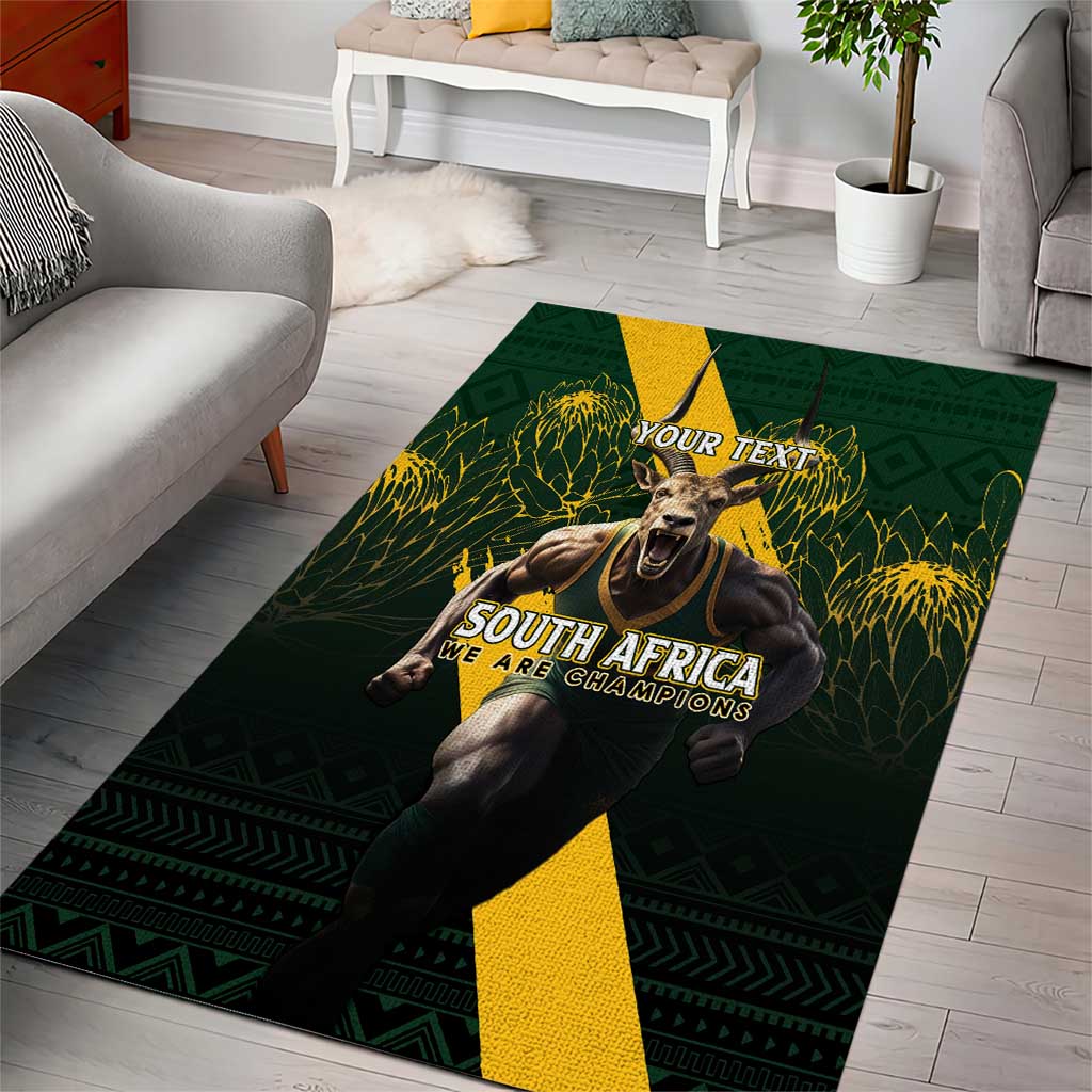 Personalised South Africa Rugby Area Rug Proud Bokke We Are Champions