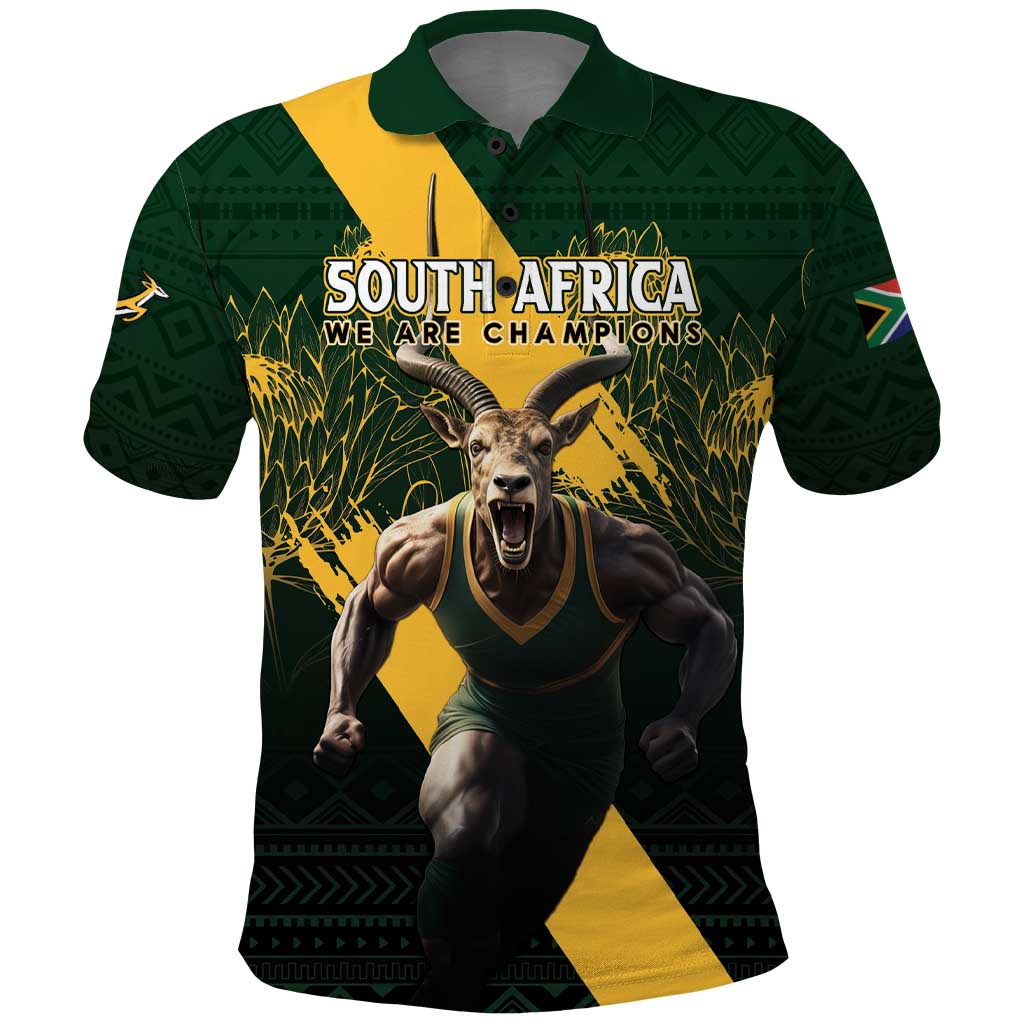 Personalised South Africa Rugby Polo Shirt Proud Bokke We Are Champions