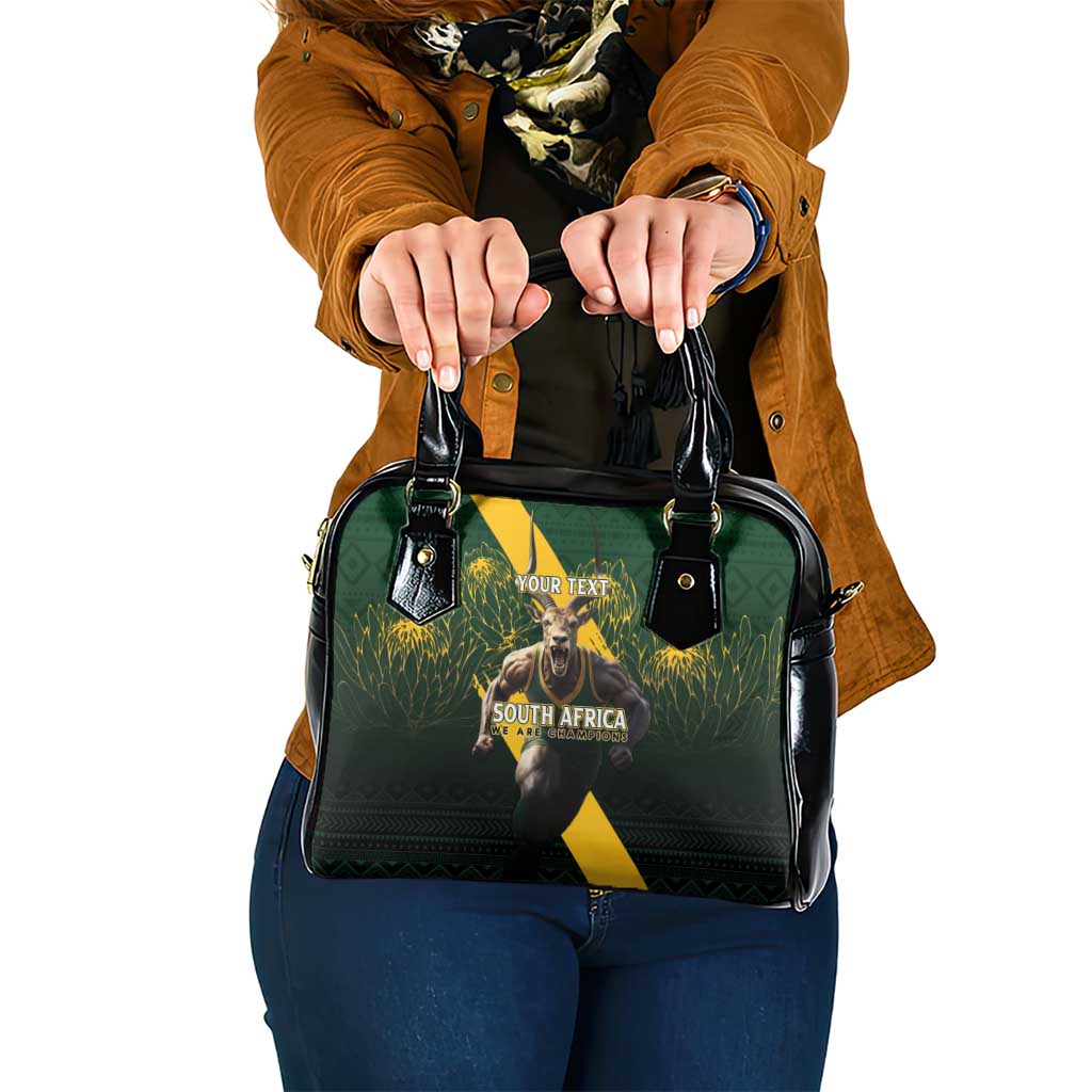 Personalised South Africa Rugby Shoulder Handbag Proud Bokke We Are Champions