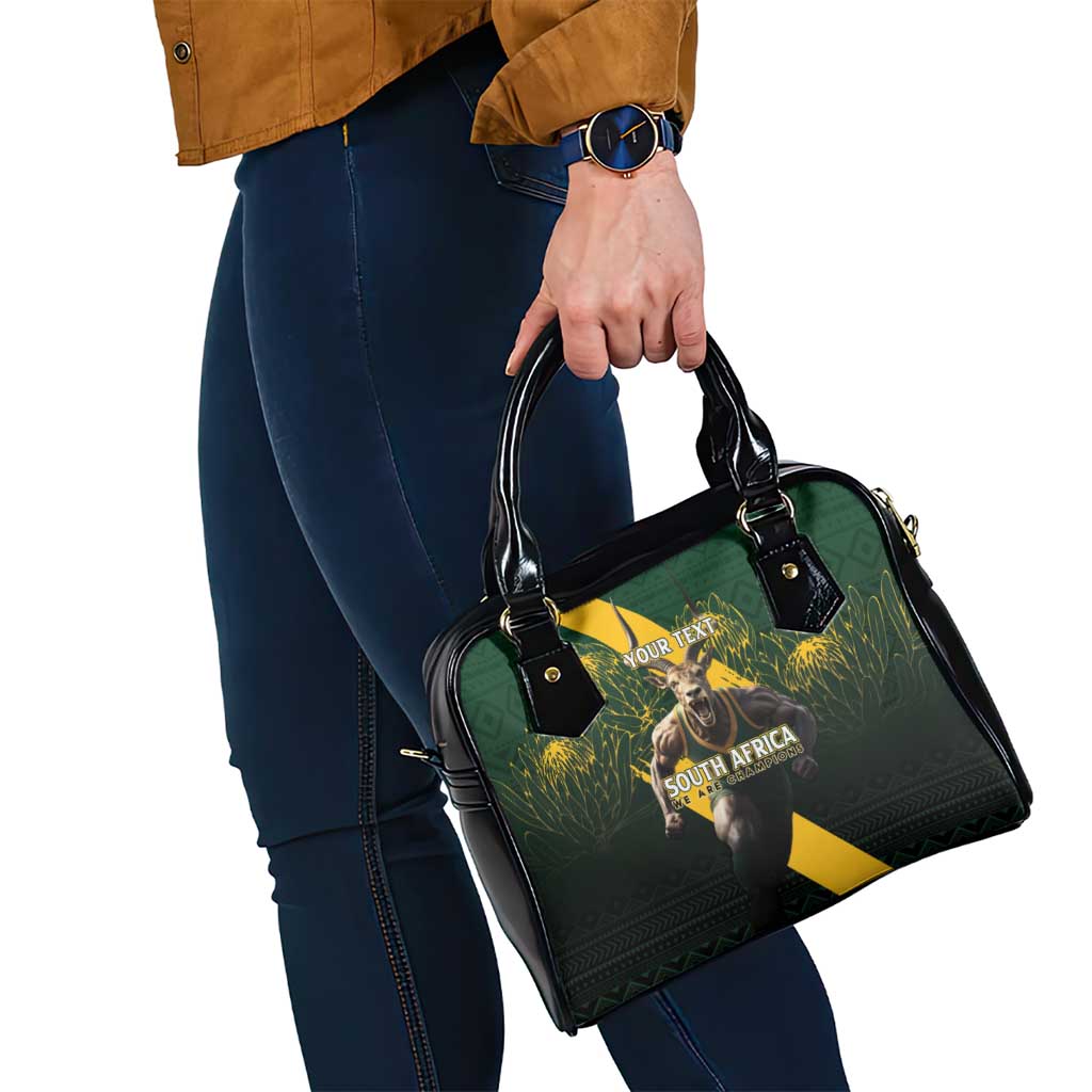 Personalised South Africa Rugby Shoulder Handbag Proud Bokke We Are Champions