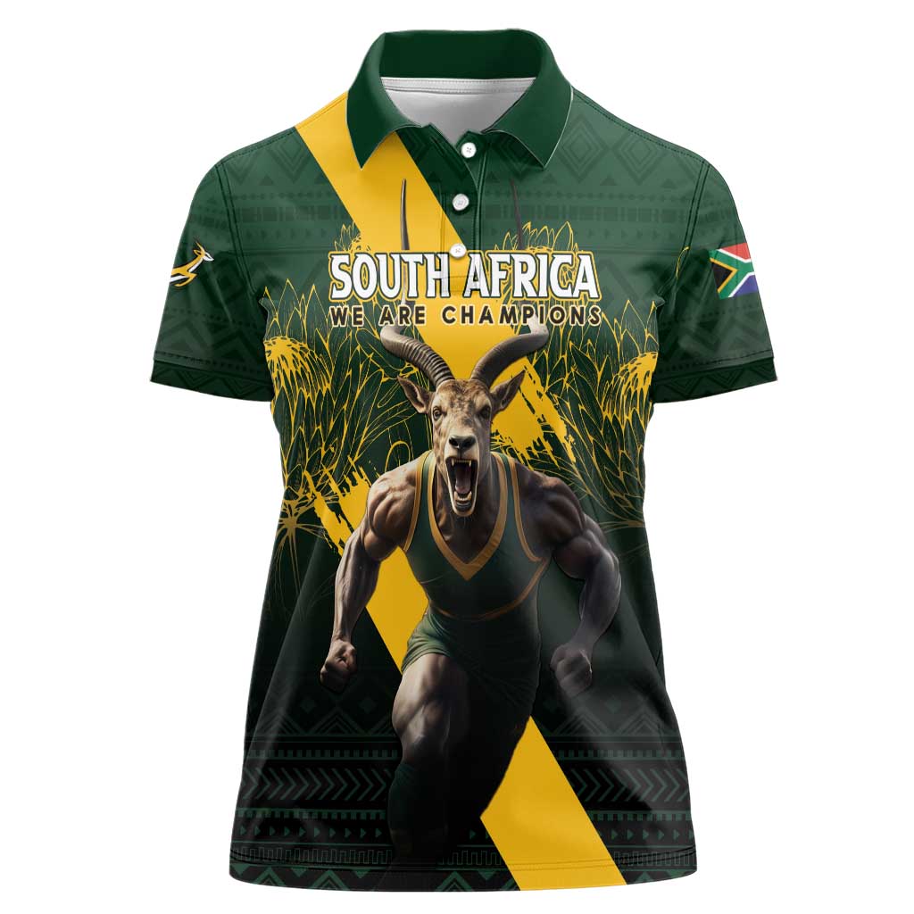 Personalised South Africa Rugby Women Polo Shirt Proud Bokke We Are Champions