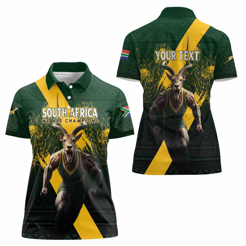 Personalised South Africa Rugby Women Polo Shirt Proud Bokke We Are Champions