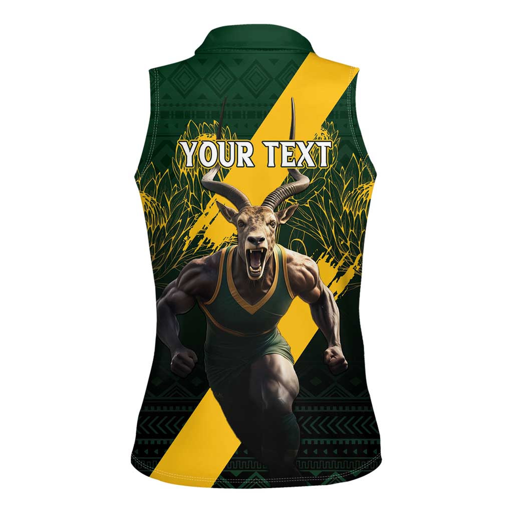 Personalised South Africa Rugby Women Sleeveless Polo Shirt Proud Bokke We Are Champions