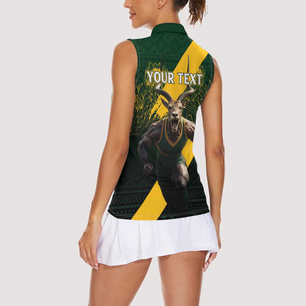 Personalised South Africa Rugby Women Sleeveless Polo Shirt Proud Bokke We Are Champions