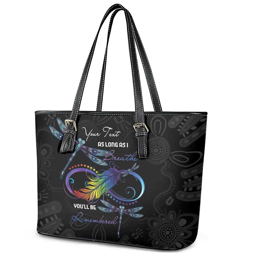 Personalised Australia Indigenous Memorial Leather Tote Bag As Long As I Breathe You'll Be Remembered