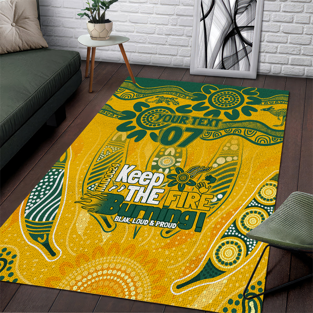 Custom Socceroos NAIDOC Week 2024 Area Rug Indigenous Burning Fire National Colors