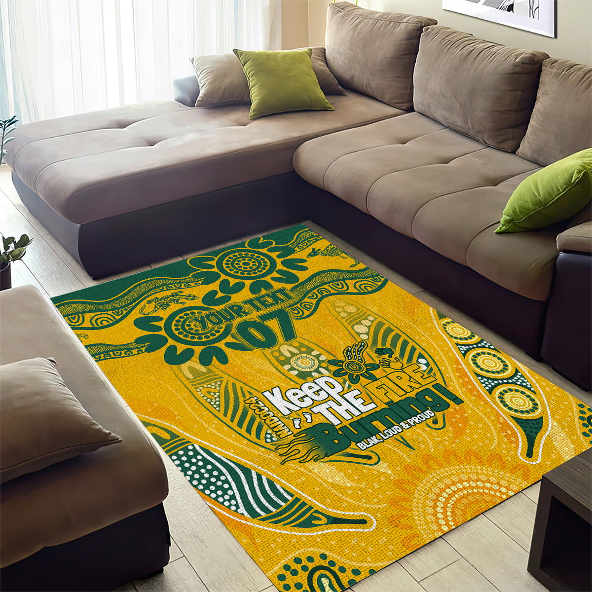 Custom Socceroos NAIDOC Week 2024 Area Rug Indigenous Burning Fire National Colors