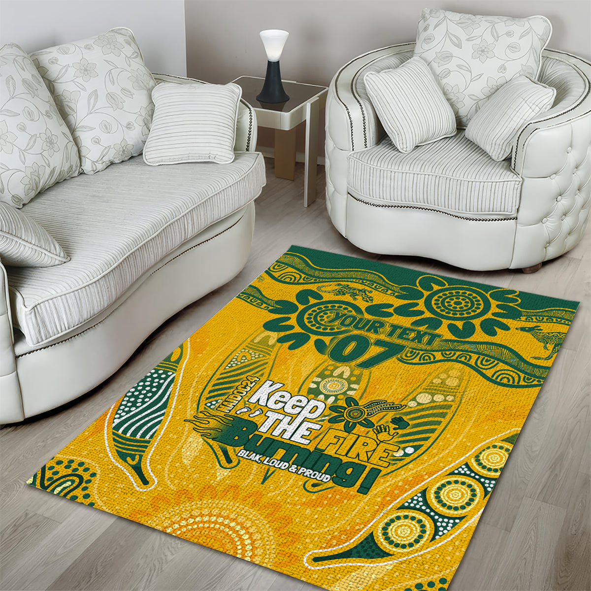 Custom Socceroos NAIDOC Week 2024 Area Rug Indigenous Burning Fire National Colors