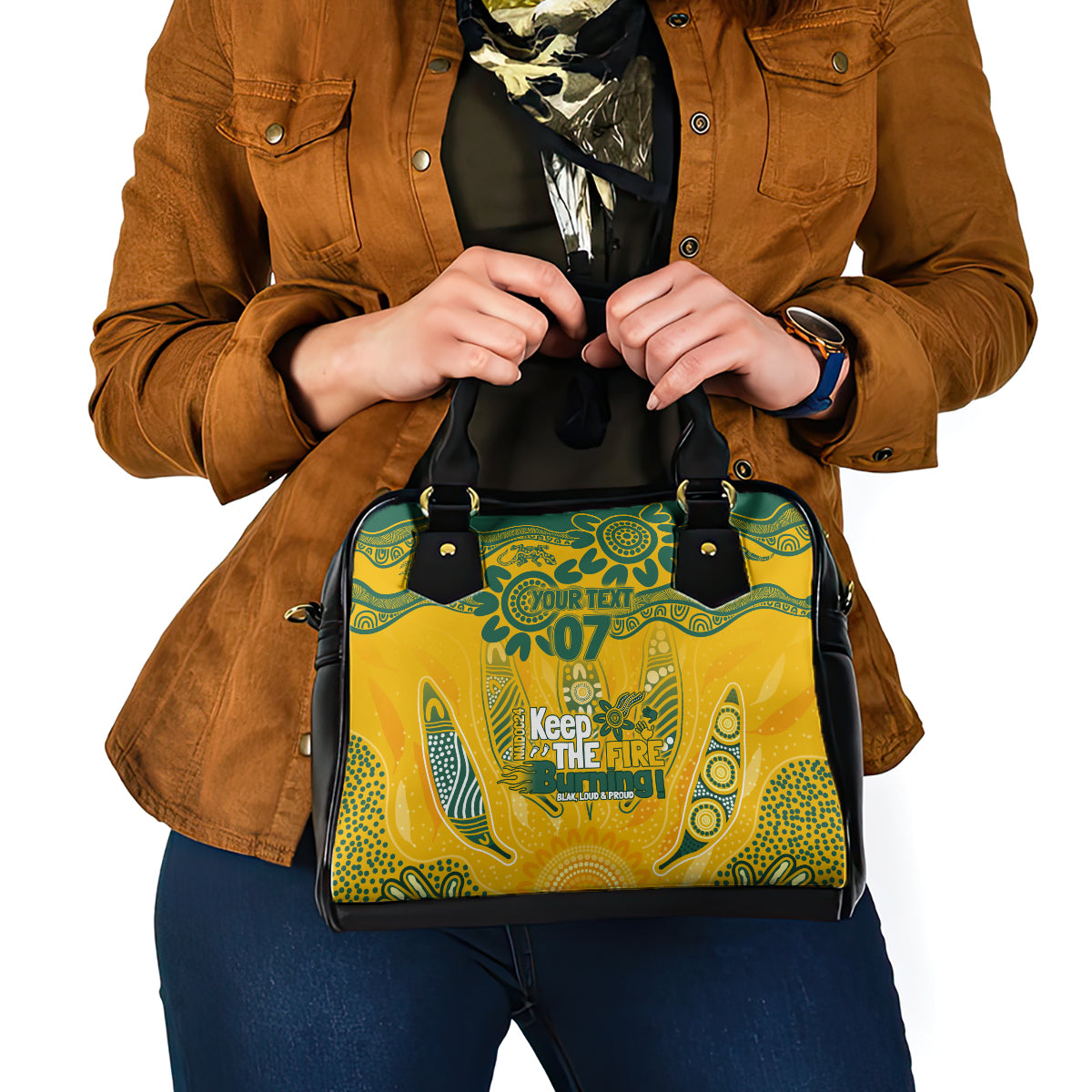 Custom Socceroos NAIDOC Week 2024 Shoulder Handbag Indigenous Burning Fire National Colors