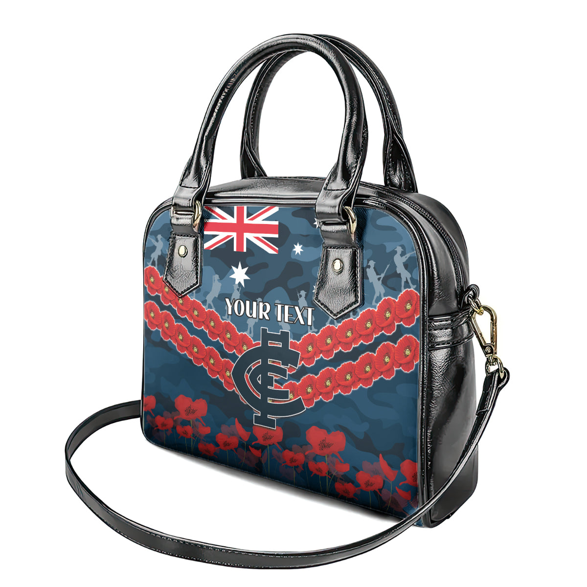 Custom Blues Football Shoulder Handbag ANZAC Lest We Forget