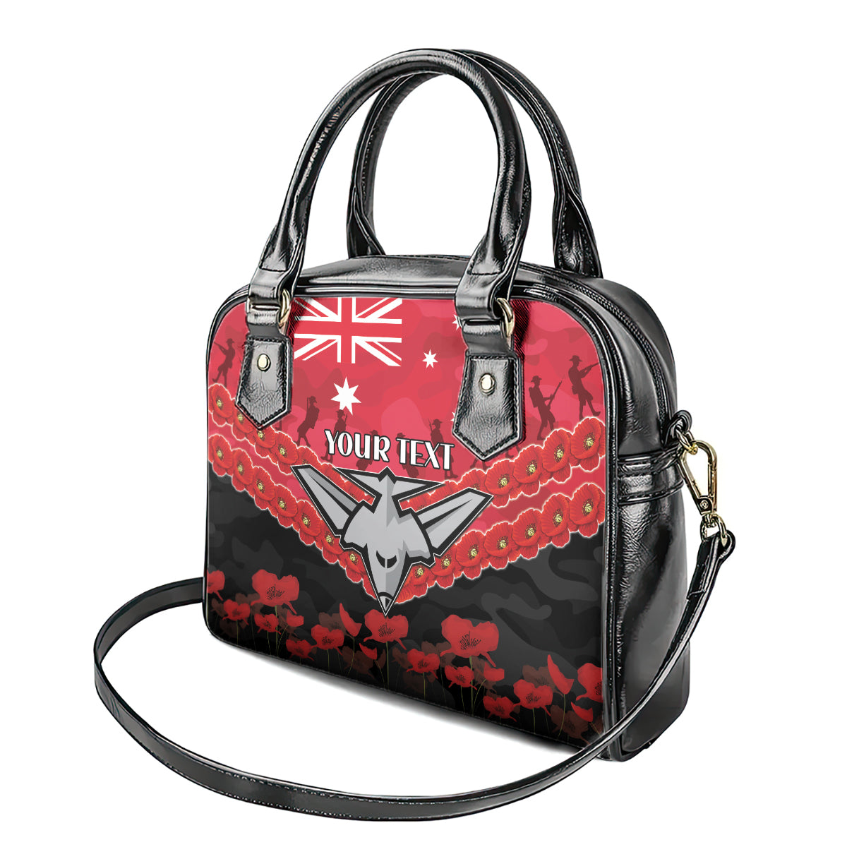 Custom Bombers Football Shoulder Handbag ANZAC Lest We Forget