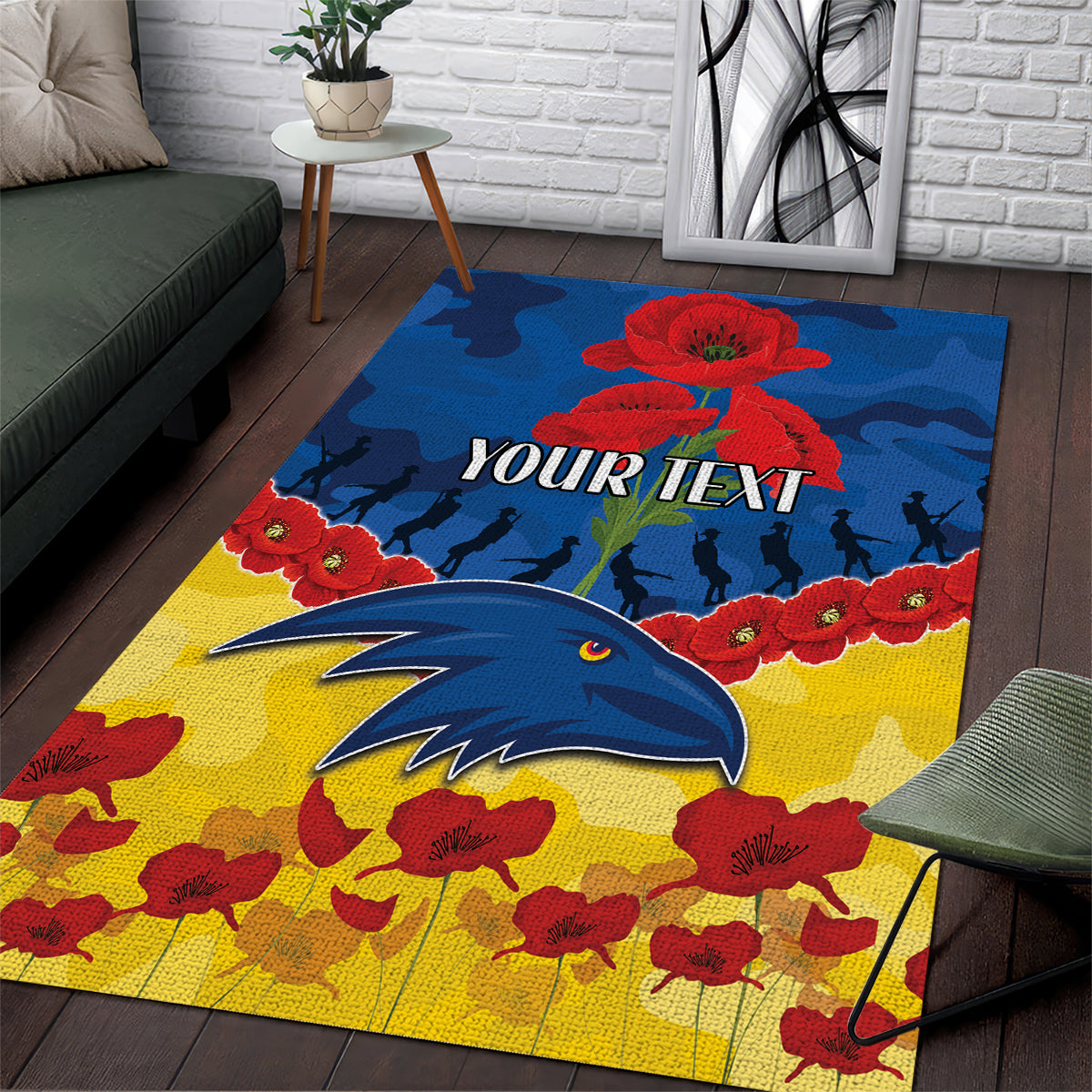 Custom Adelaide Crows Football Area Rug ANZAC Lest We Forget