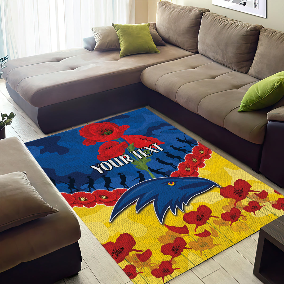 Custom Adelaide Crows Football Area Rug ANZAC Lest We Forget