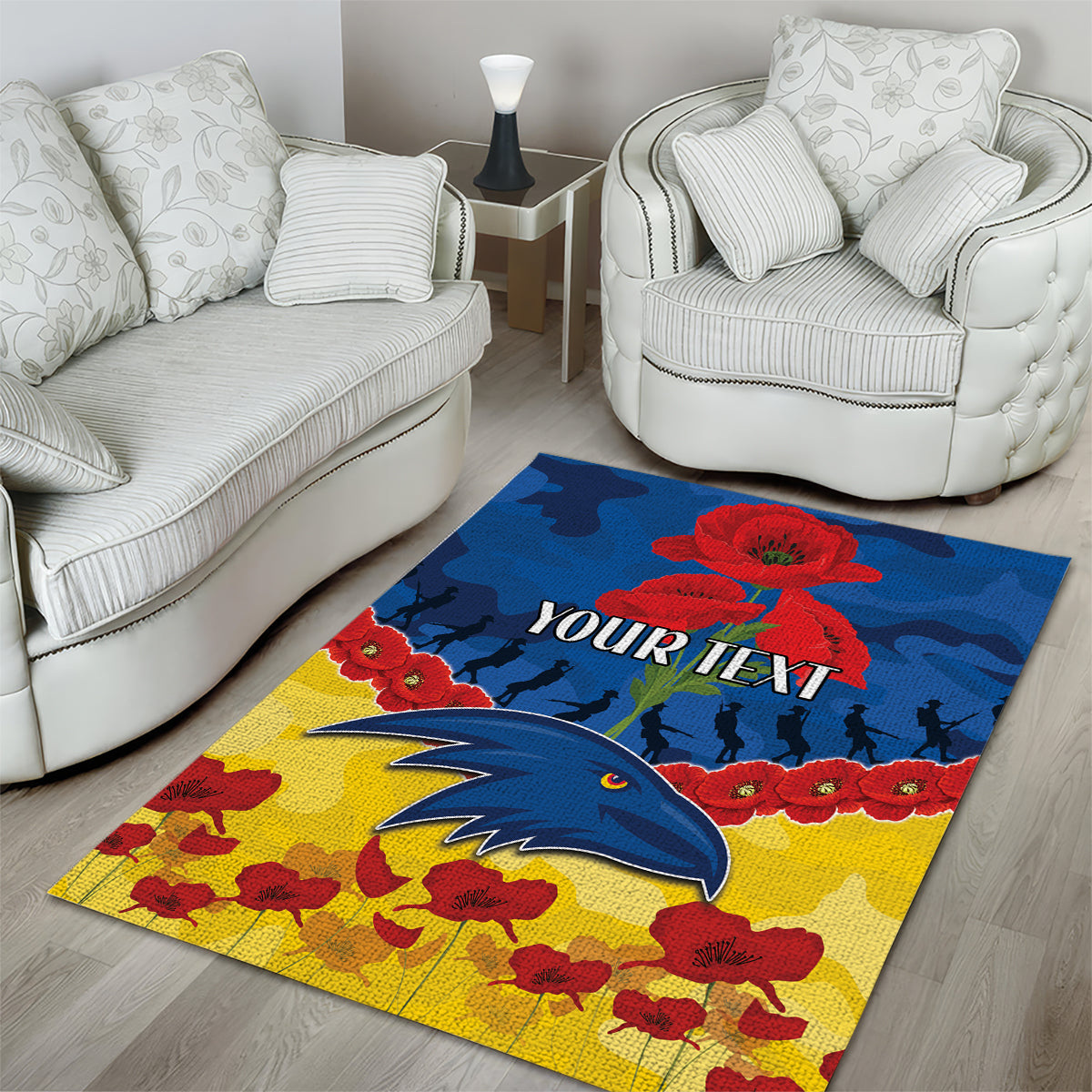 Custom Adelaide Crows Football Area Rug ANZAC Lest We Forget