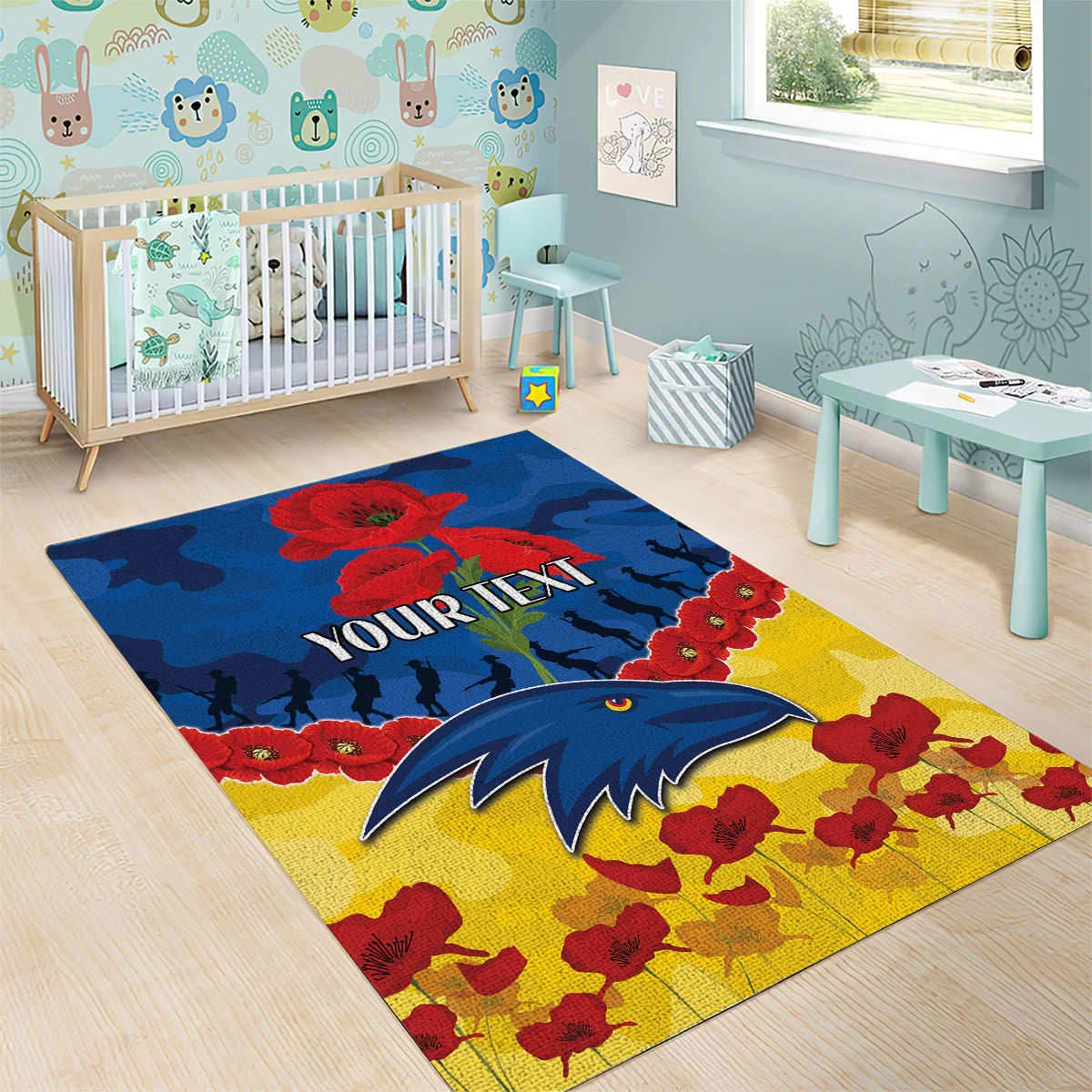 Custom Adelaide Crows Football Area Rug ANZAC Lest We Forget