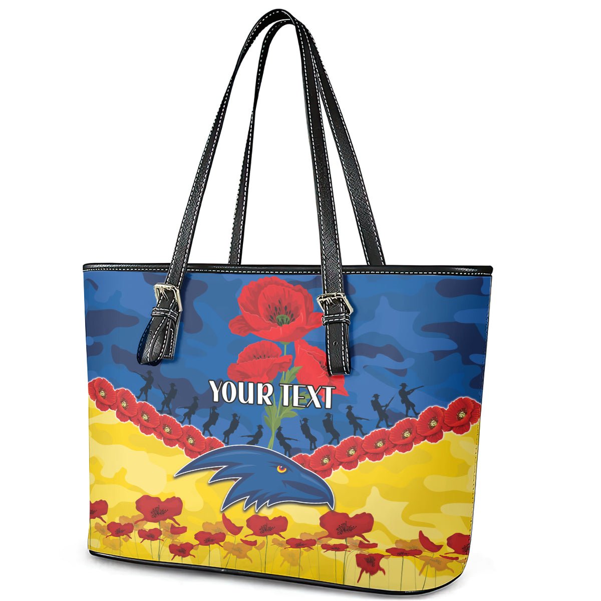 Custom Adelaide Crows Football Leather Tote Bag ANZAC Lest We Forget