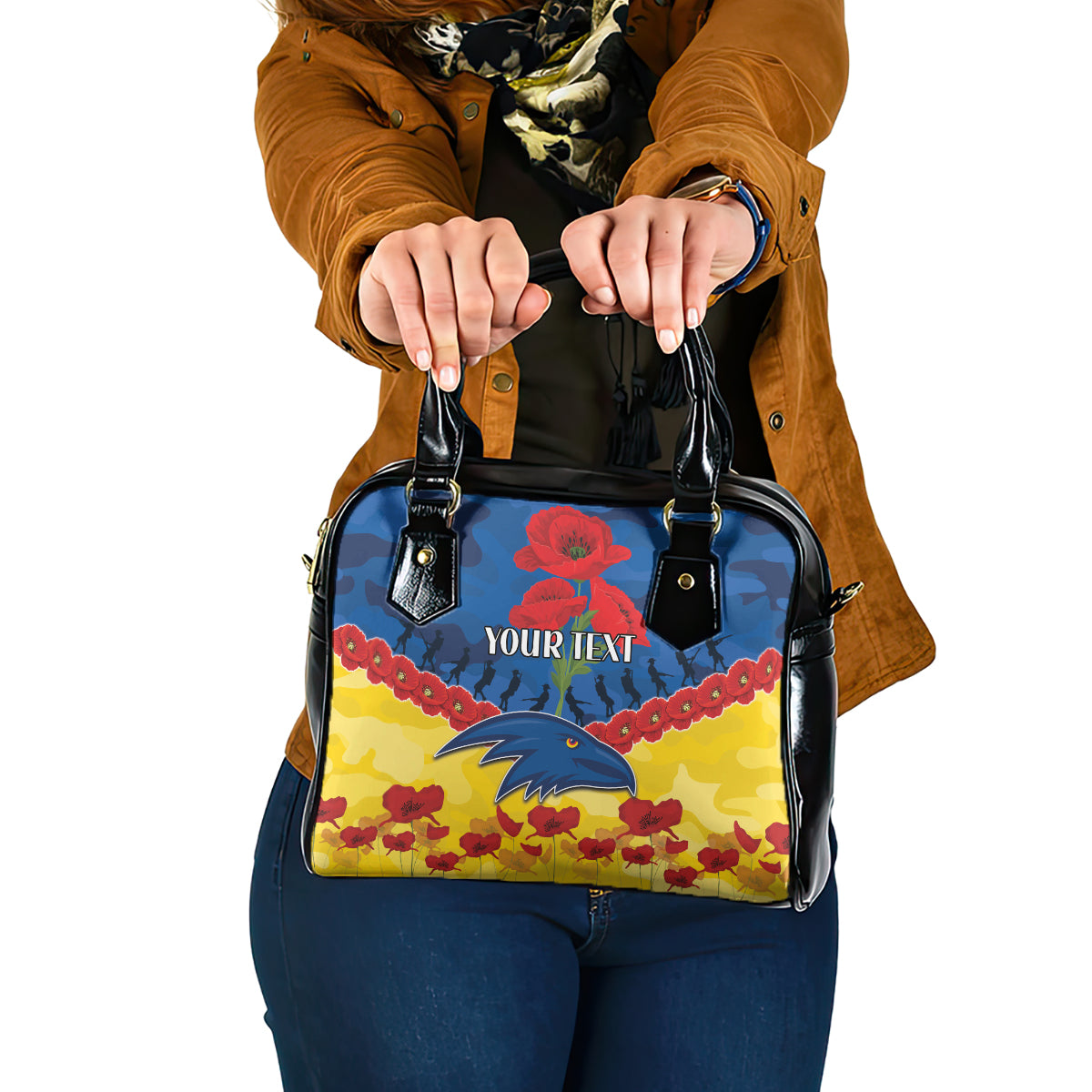 Custom Adelaide Crows Football Shoulder Handbag ANZAC Lest We Forget