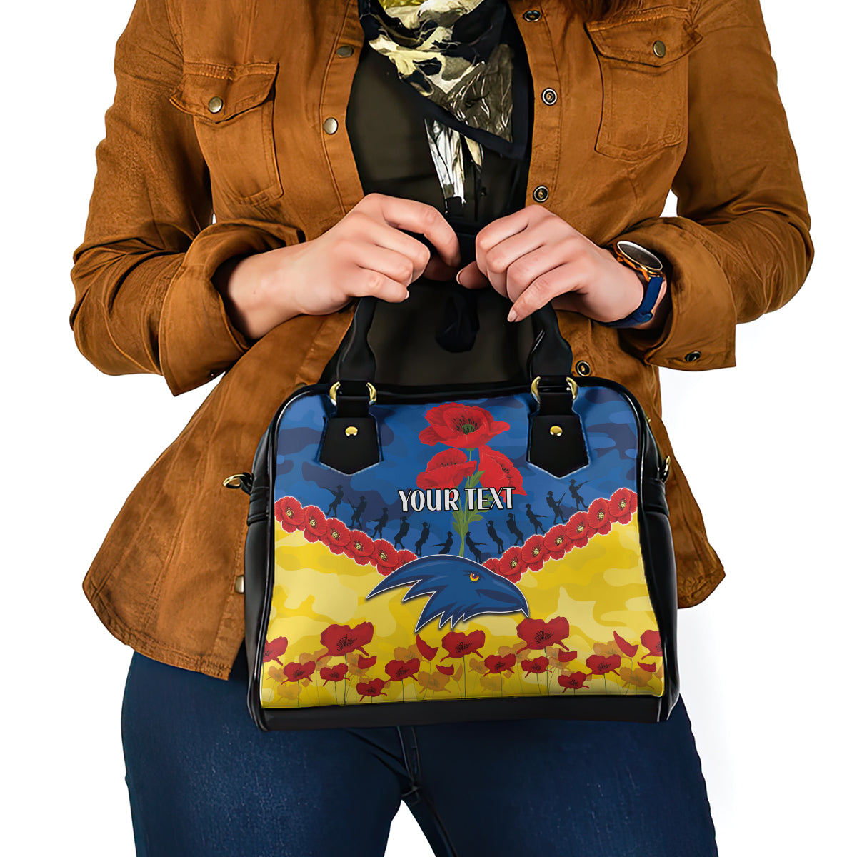 Custom Adelaide Crows Football Shoulder Handbag ANZAC Lest We Forget