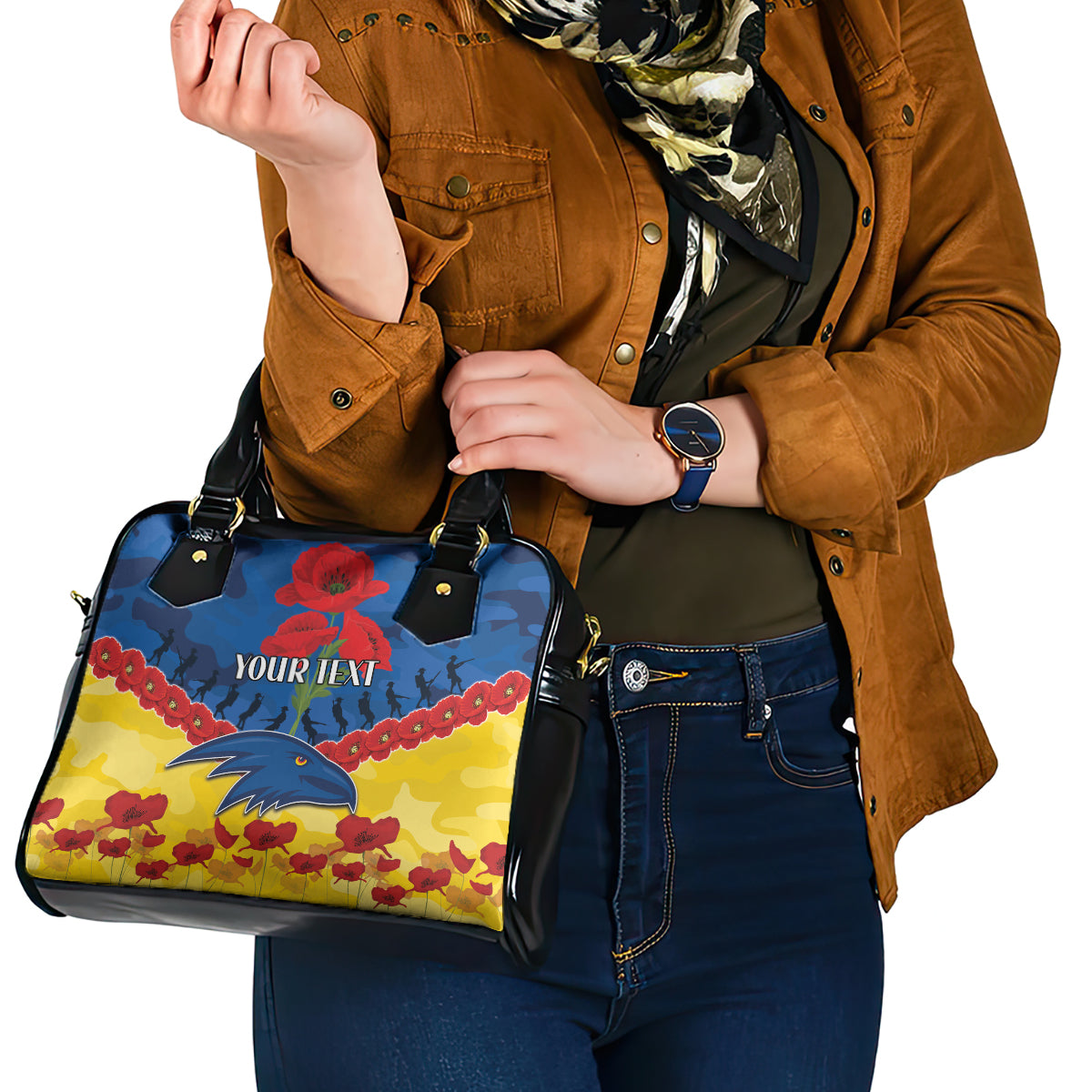 Custom Adelaide Crows Football Shoulder Handbag ANZAC Lest We Forget