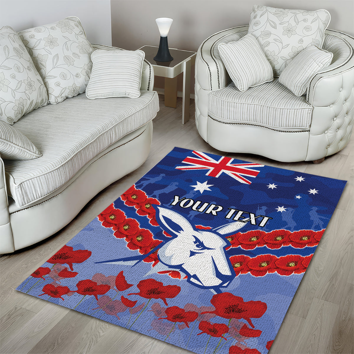 Custom Kangaroos Football Area Rug ANZAC Lest We Forget