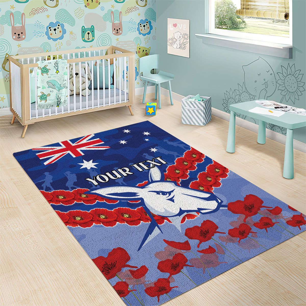 Custom Kangaroos Football Area Rug ANZAC Lest We Forget