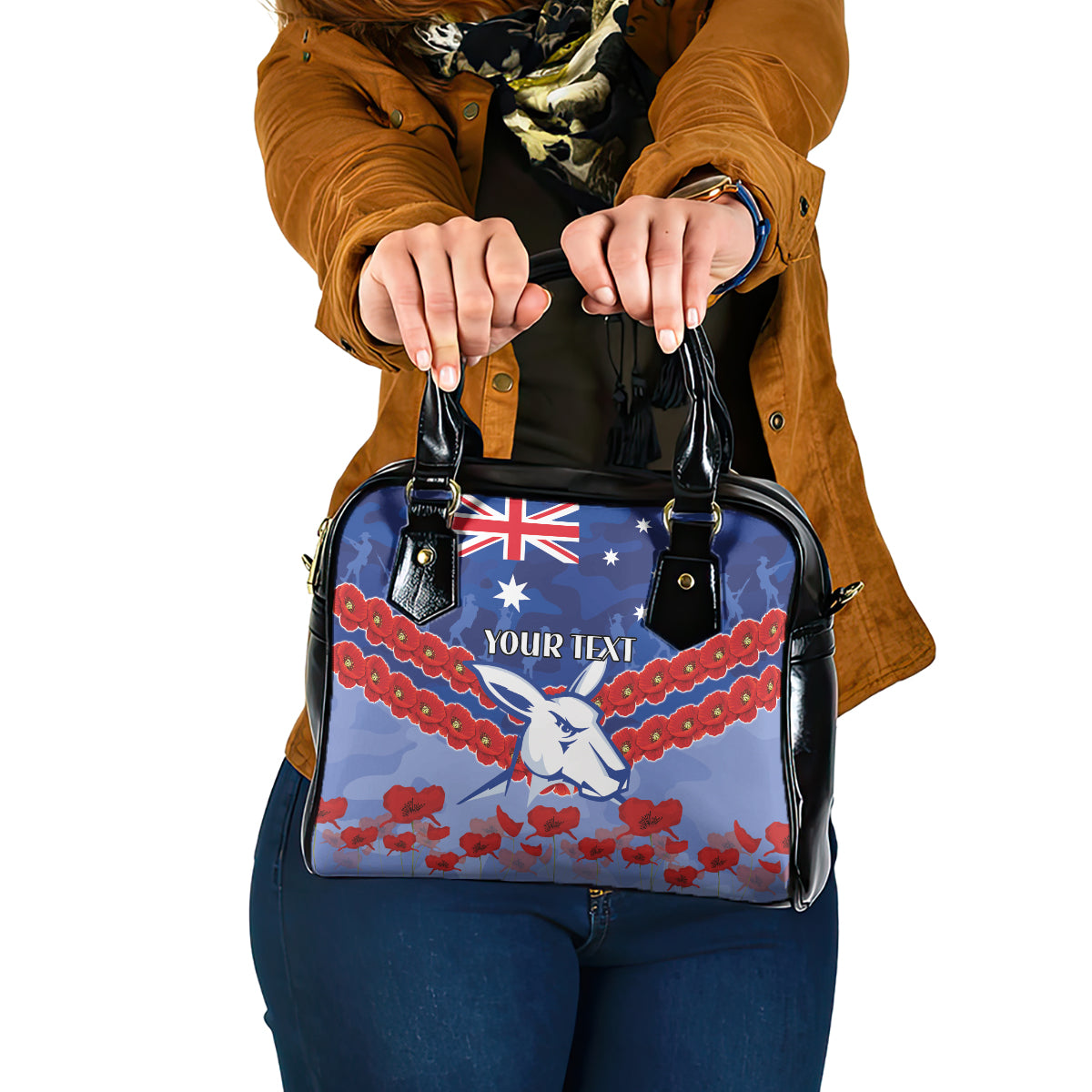 Custom Kangaroos Football Shoulder Handbag ANZAC Lest We Forget