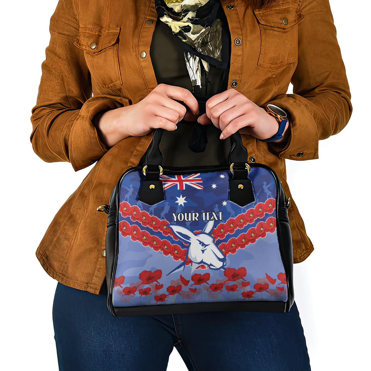 Custom Kangaroos Football Shoulder Handbag ANZAC Lest We Forget