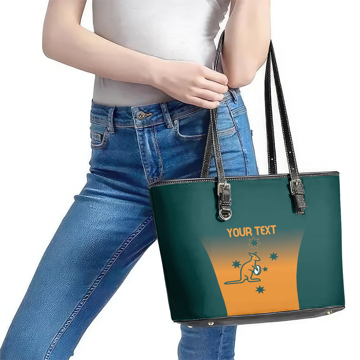 Custom Wallaroos Womens Rugby Leather Tote Bag Sporty Style