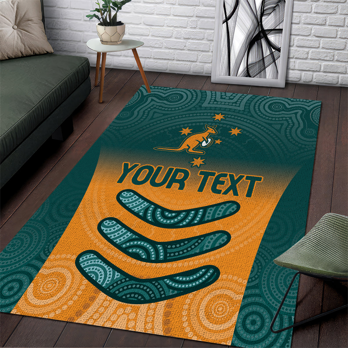 Custom Wallaroos Womens Rugby Area Rug Aboriginal Dots Art