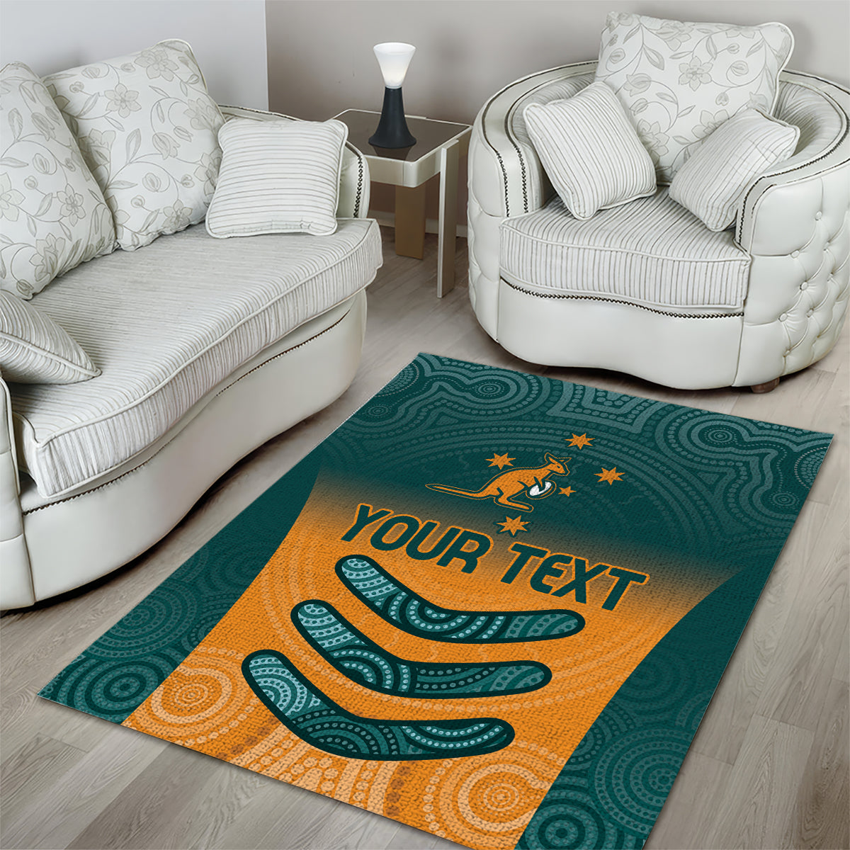 Custom Wallaroos Womens Rugby Area Rug Aboriginal Dots Art