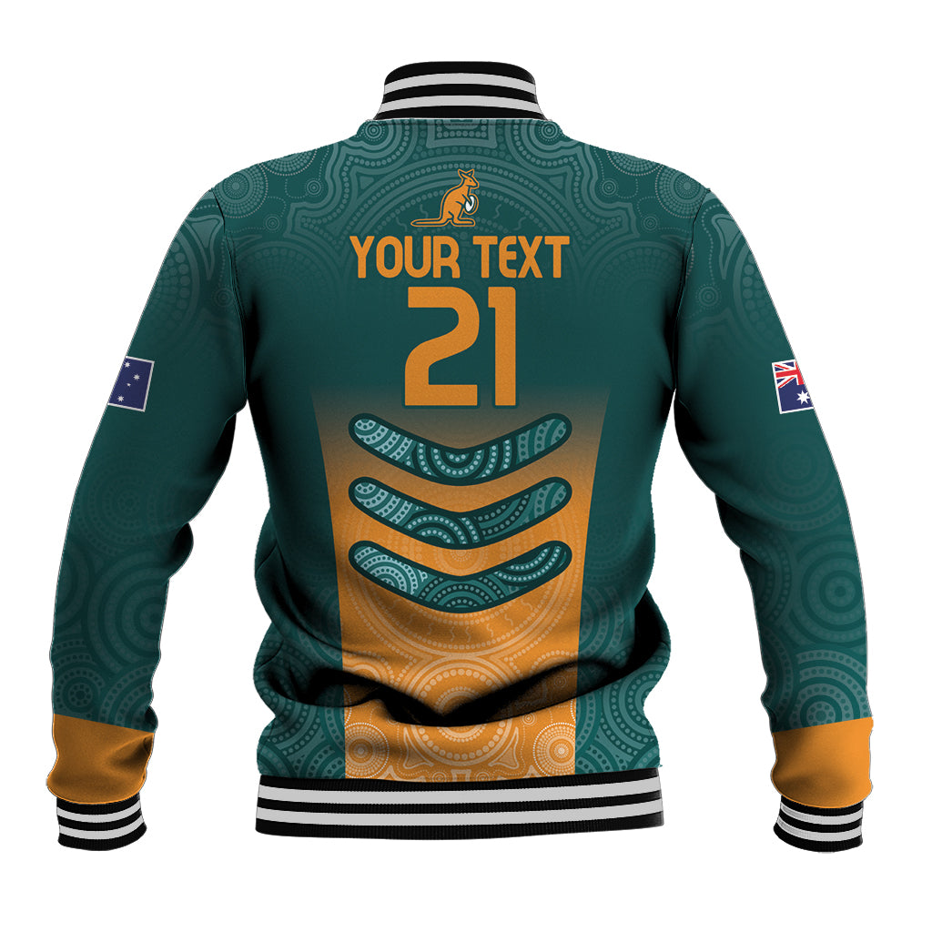 Custom Wallaroos Womens Rugby Baseball Jacket Aboriginal Dots Art