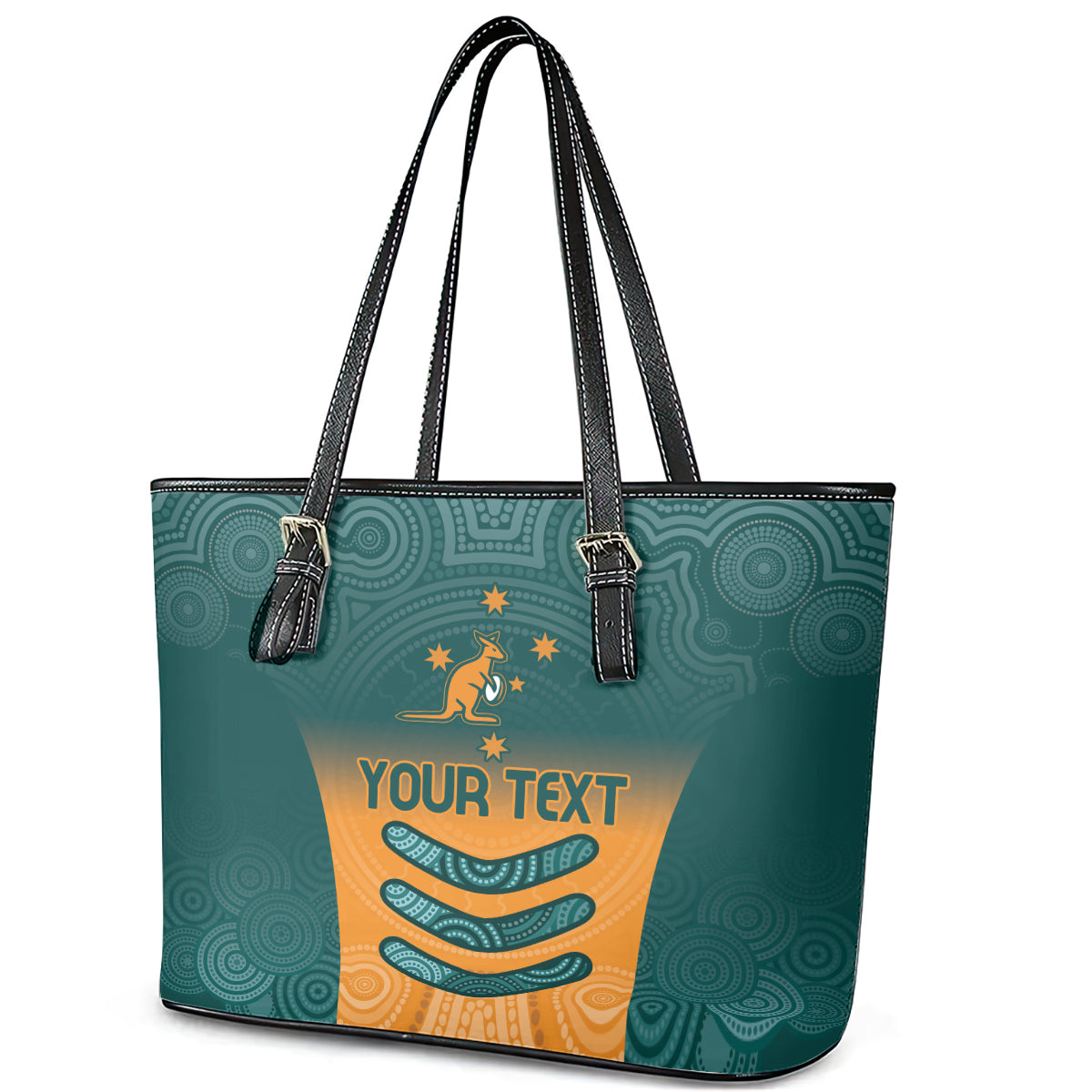 Custom Wallaroos Womens Rugby Leather Tote Bag Aboriginal Dots Art