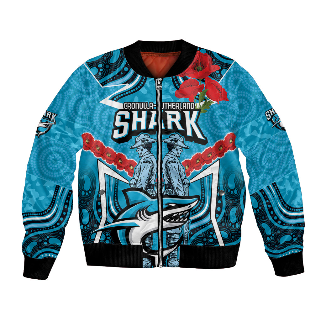 Custom Sharks Rugby ANZAC Bomber Jacket Gallipoli Soldier With Aboriginal Art