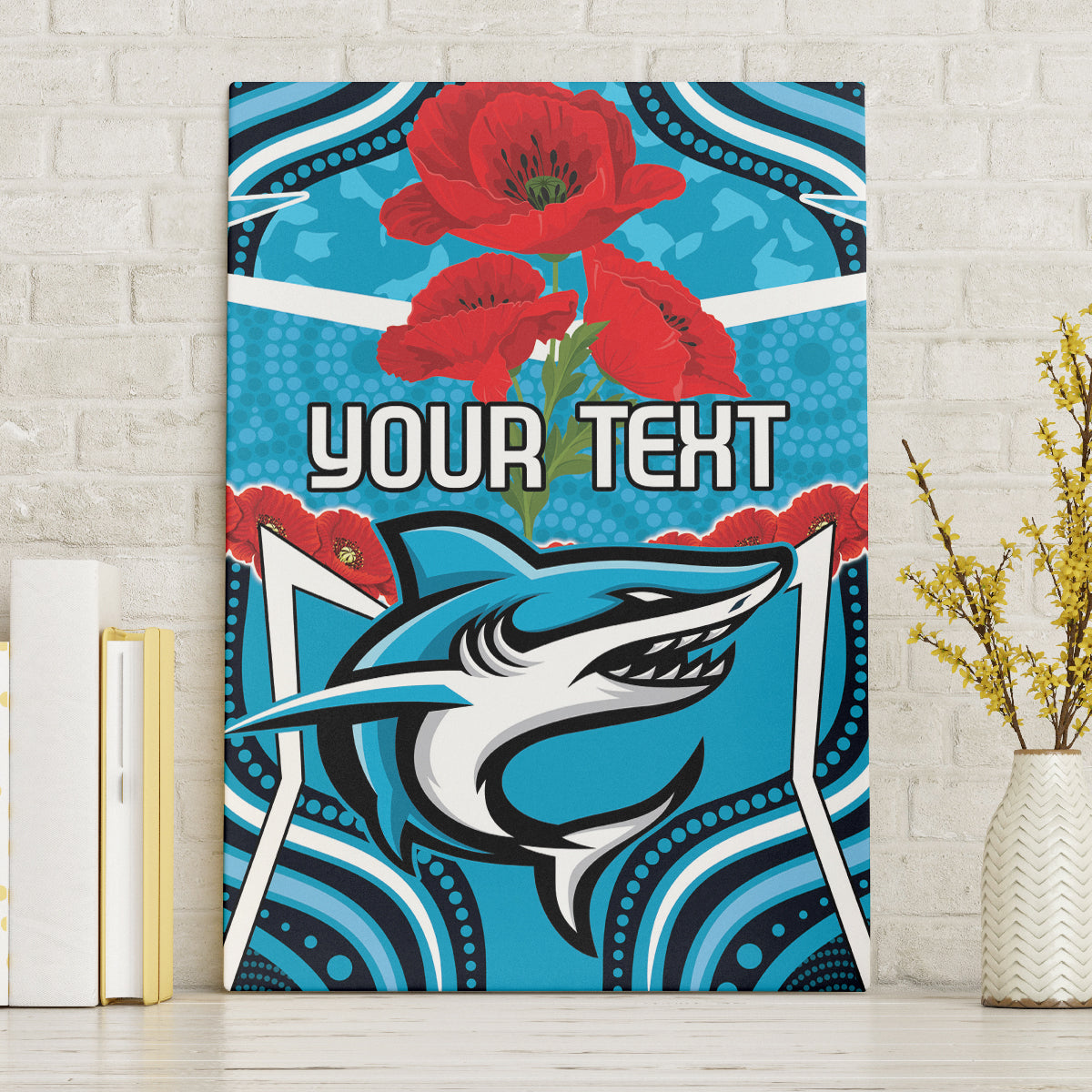 Custom Sharks Rugby ANZAC Canvas Wall Art Gallipoli Soldier With Aboriginal Art