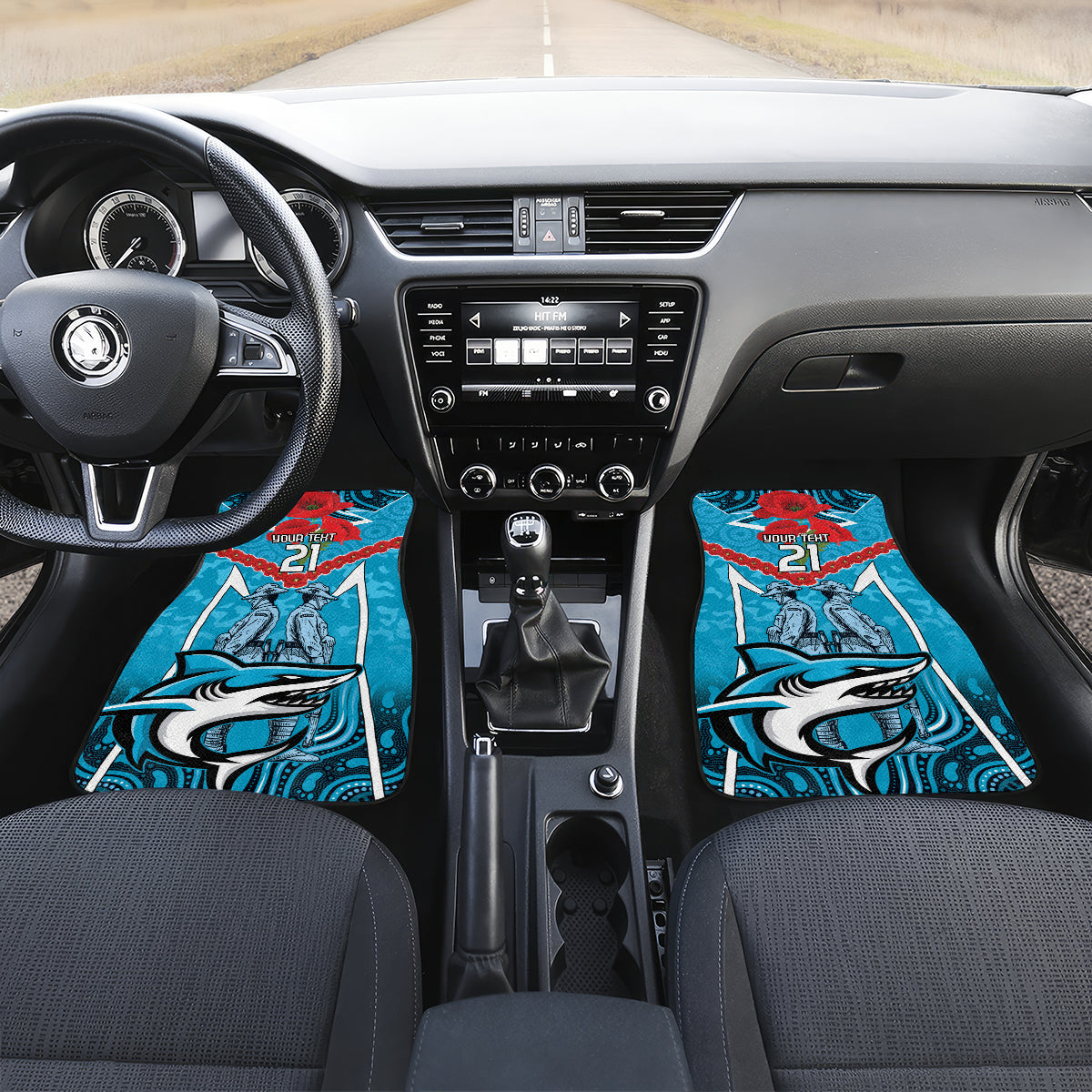 Custom Sharks Rugby ANZAC Car Mats Gallipoli Soldier With Aboriginal Art