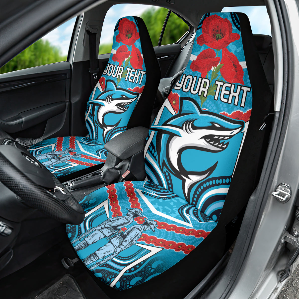 Custom Sharks Rugby ANZAC Car Seat Cover Gallipoli Soldier With Aboriginal Art