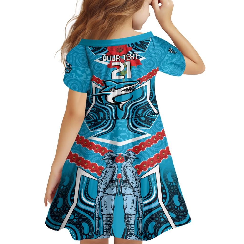 Custom Sharks Rugby ANZAC Family Matching Off Shoulder Short Dress and Hawaiian Shirt Gallipoli Soldier With Aboriginal Art