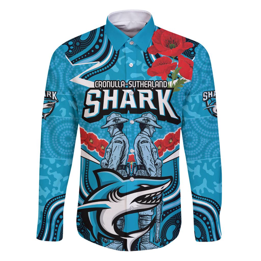 Custom Sharks Rugby ANZAC Family Matching Puletasi and Hawaiian Shirt Gallipoli Soldier With Aboriginal Art