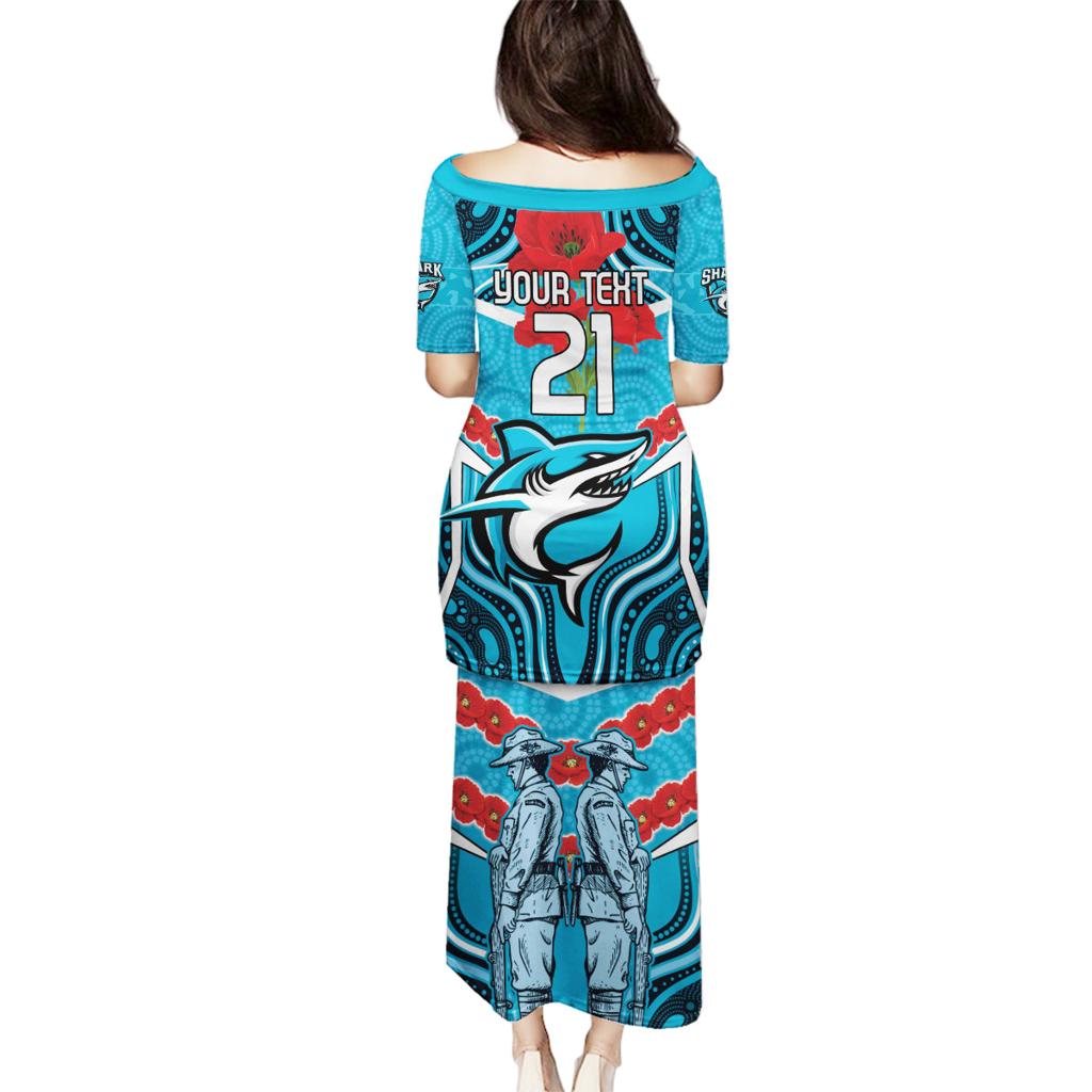 Custom Sharks Rugby ANZAC Family Matching Puletasi and Hawaiian Shirt Gallipoli Soldier With Aboriginal Art