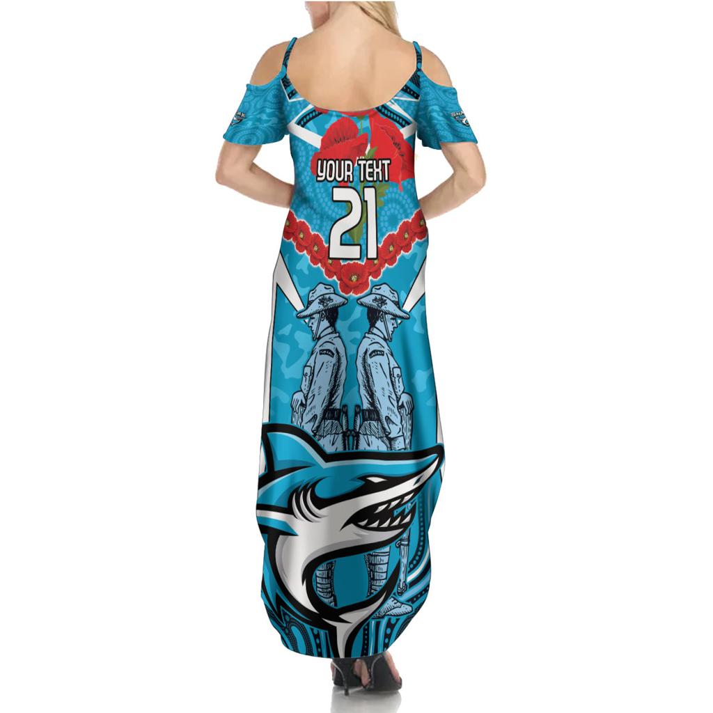 Custom Sharks Rugby ANZAC Family Matching Summer Maxi Dress and Hawaiian Shirt Gallipoli Soldier With Aboriginal Art