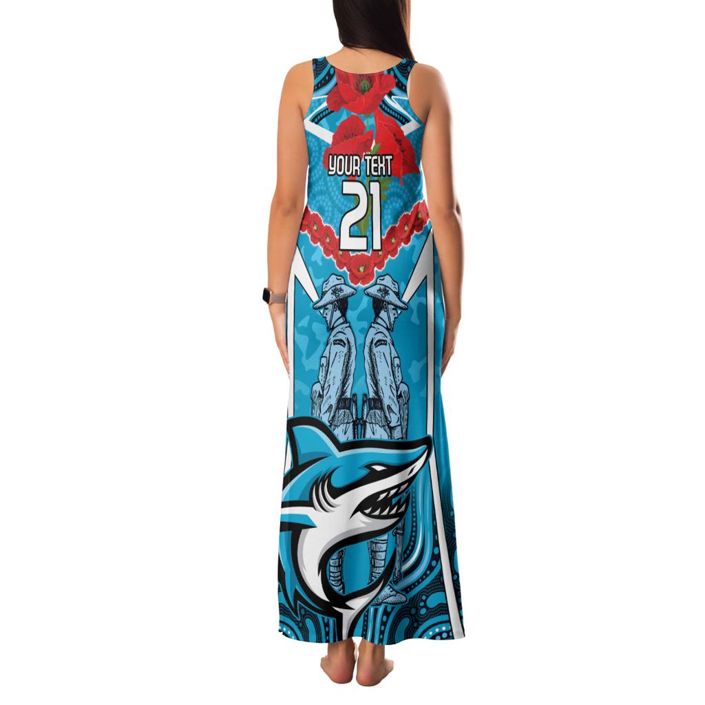 Custom Sharks Rugby ANZAC Family Matching Tank Maxi Dress and Hawaiian Shirt Gallipoli Soldier With Aboriginal Art