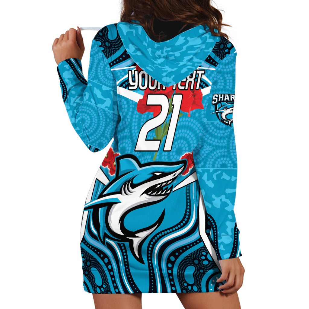 Custom Sharks Rugby ANZAC Hoodie Dress Gallipoli Soldier With Aboriginal Art