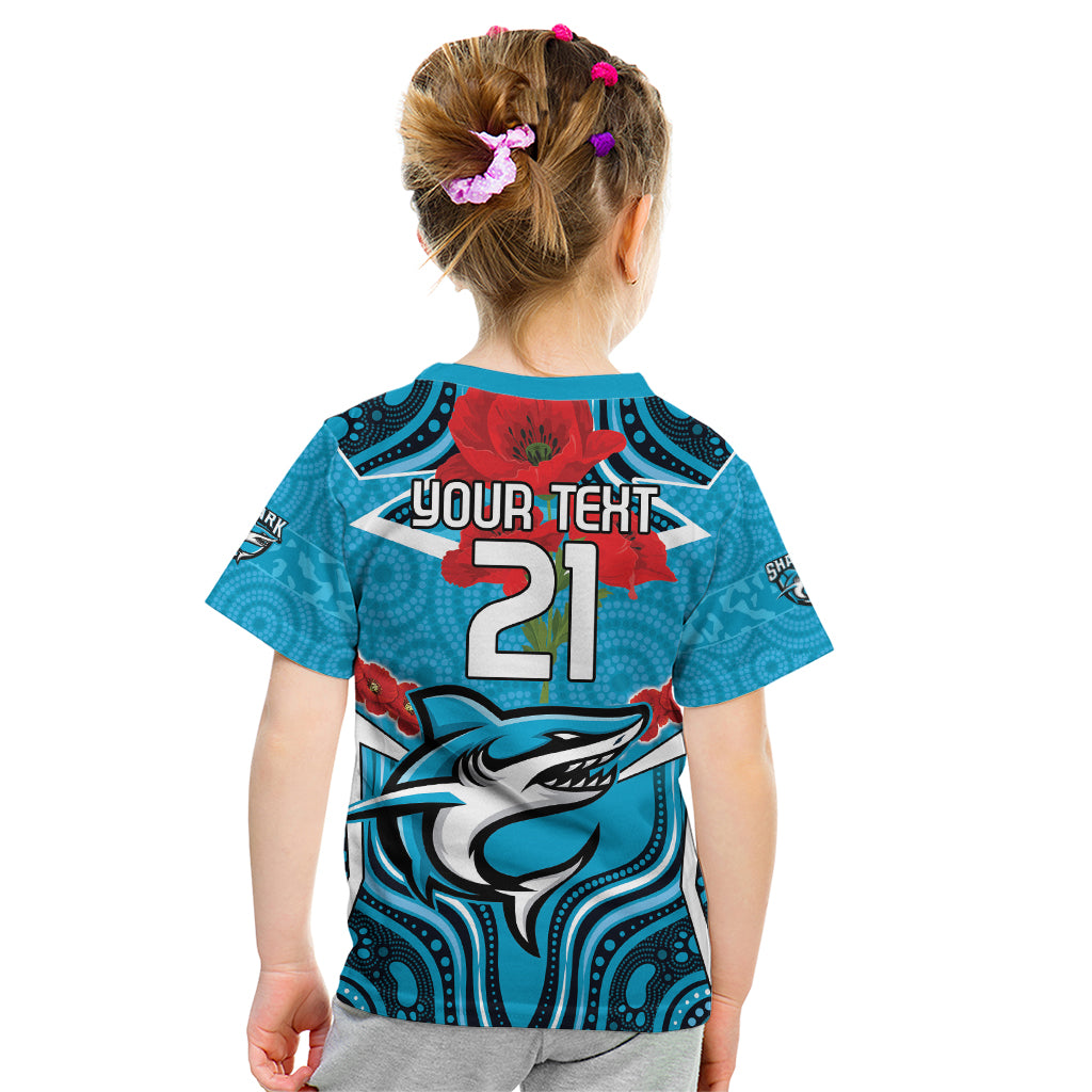 Custom Sharks Rugby ANZAC Kid T Shirt Gallipoli Soldier With Aboriginal Art