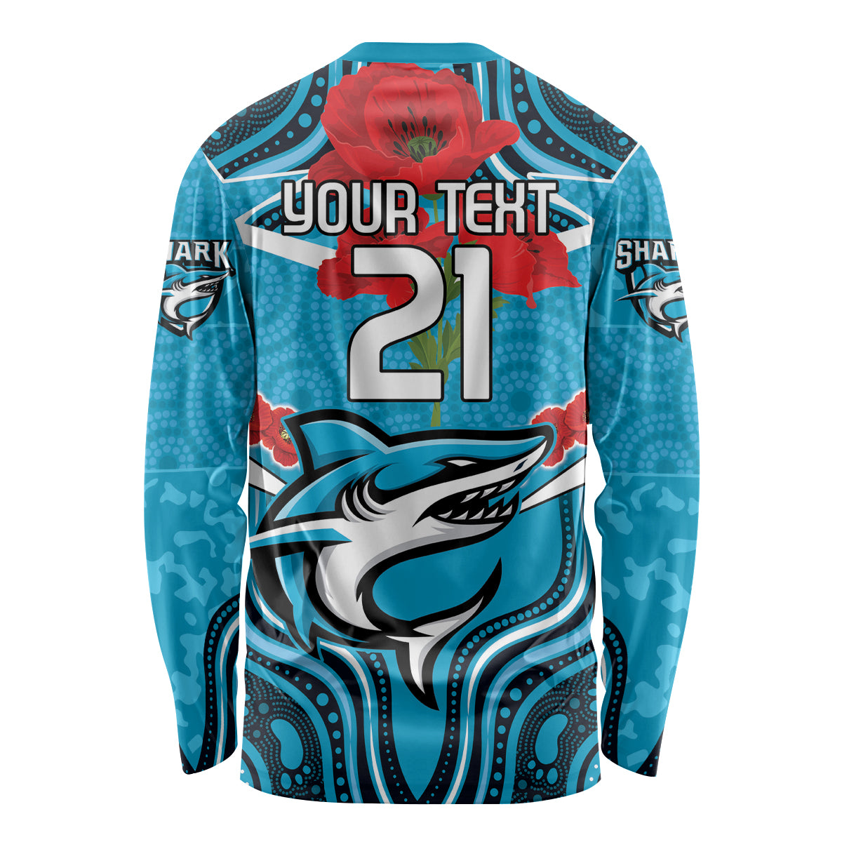 Custom Sharks Rugby ANZAC Long Sleeve Shirt Gallipoli Soldier With Aboriginal Art