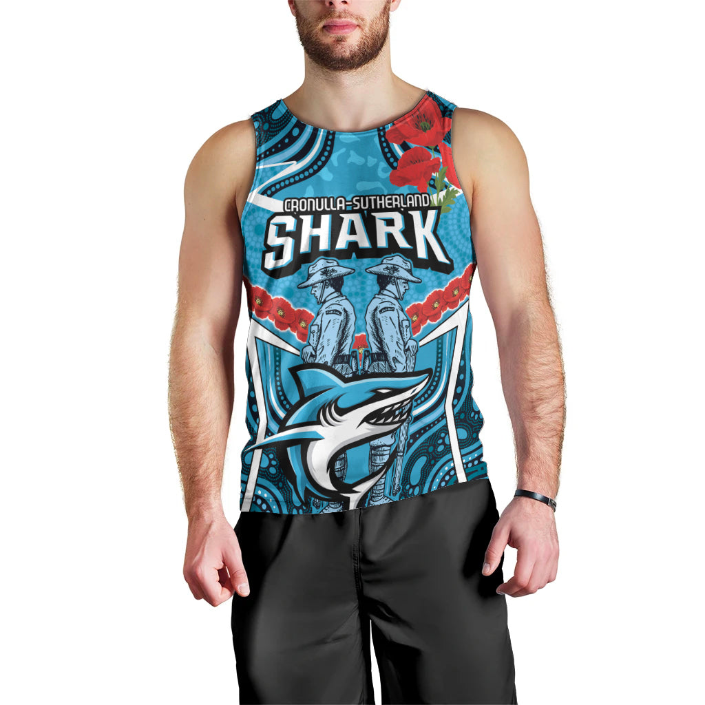 Custom Sharks Rugby ANZAC Men Tank Top Gallipoli Soldier With Aboriginal Art