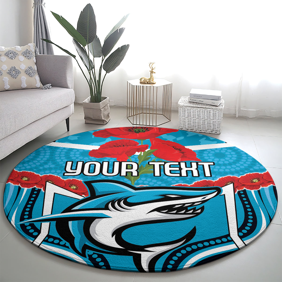 Custom Sharks Rugby ANZAC Round Carpet Gallipoli Soldier With Aboriginal Art