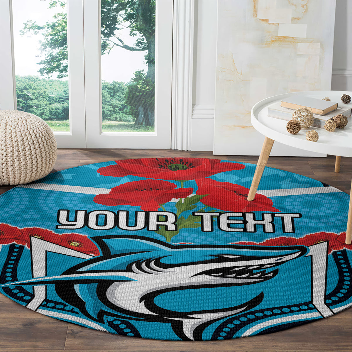 Custom Sharks Rugby ANZAC Round Carpet Gallipoli Soldier With Aboriginal Art