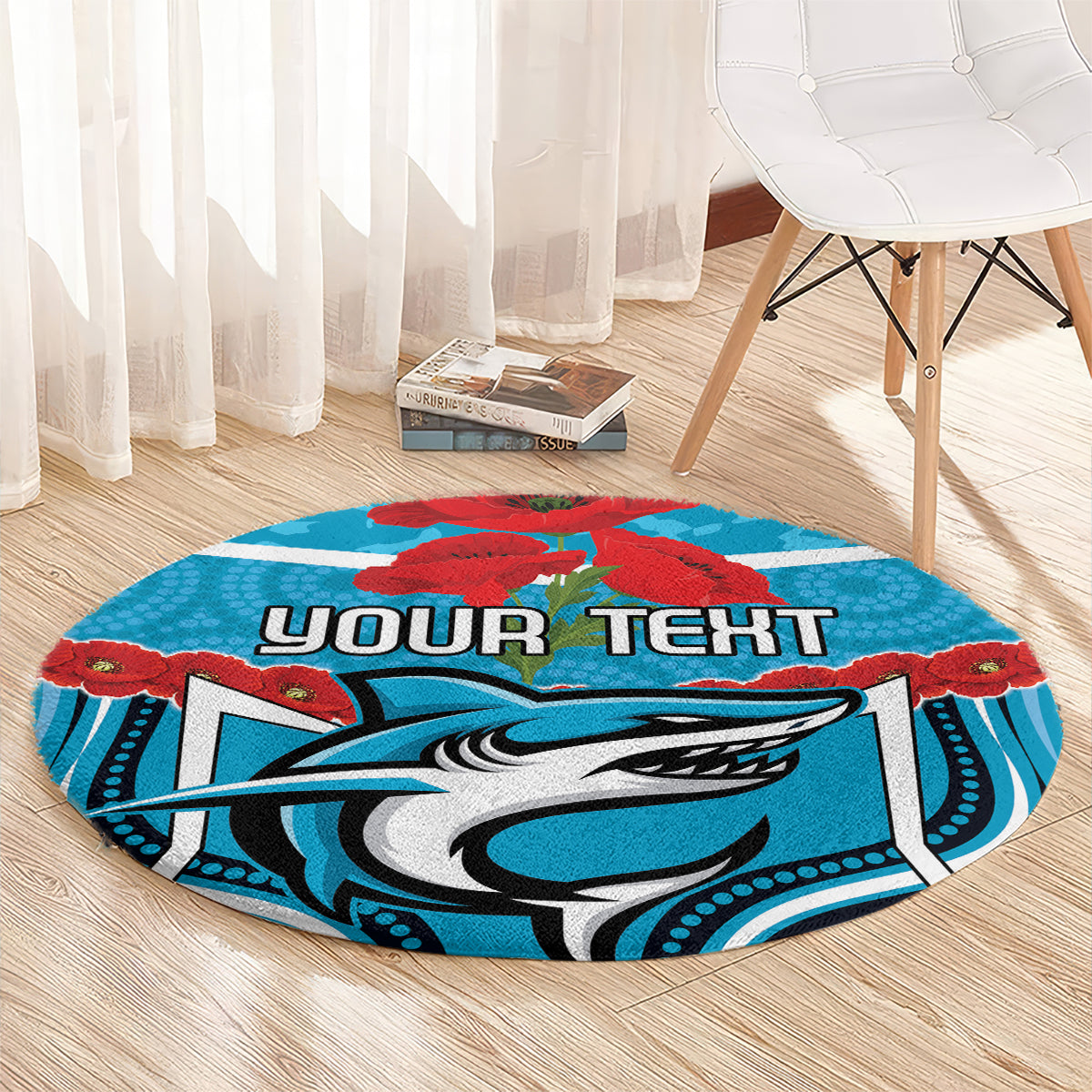 Custom Sharks Rugby ANZAC Round Carpet Gallipoli Soldier With Aboriginal Art