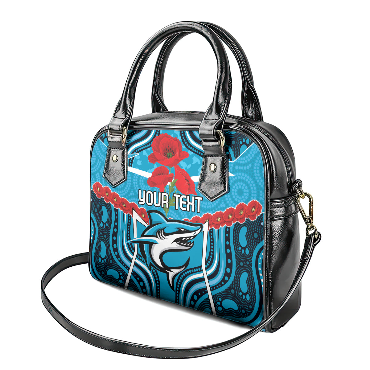 Custom Sharks Rugby ANZAC Shoulder Handbag Gallipoli Soldier With Aboriginal Art